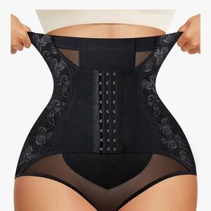 URSEXYLY Black Lace FAJA tummy Waist Trainer Corset butt lifting panty